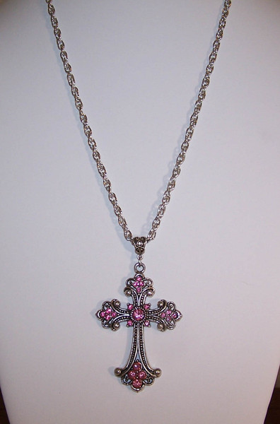 P-93 pink rhinestone cross