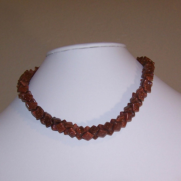 P-163 goldstone choker necklace