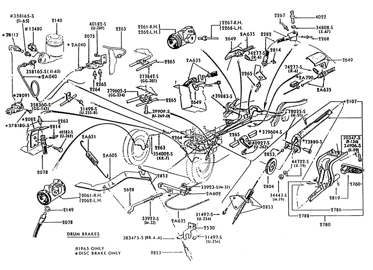 1966 Mustang Parking Brake Hardware Kit Equilizer Spring Adjusting Bolt set NEW