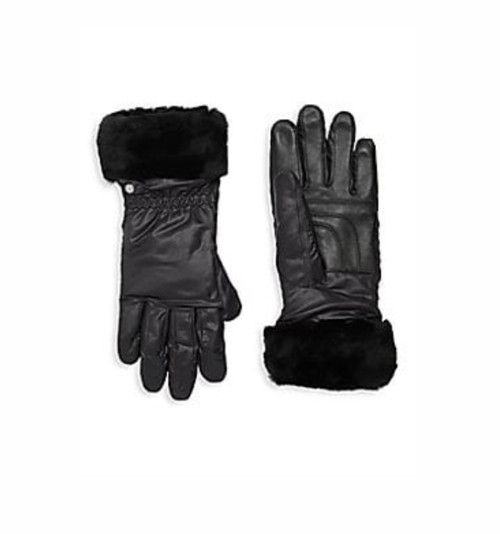 Water-Resistant Nylon & Shearling Cuff Gloves