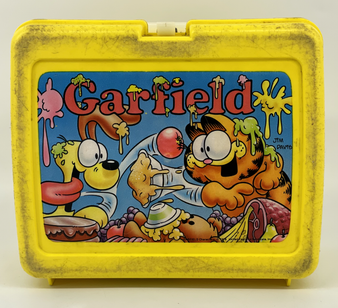 Vintage 1978 Thermos Brand Garfield Lunch Box Yellow Plastic W/ Thermos