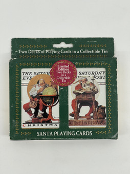 1996 Norman Rockwell Saturday Evening Post Santa Playing Cards Two Decks Tin NEW