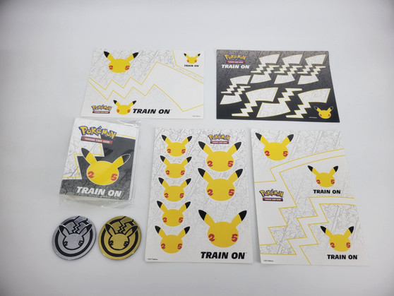 Pokemon TCG Accessory Lot: 25th Anniversary Stickers, Mini Binder, & Coins