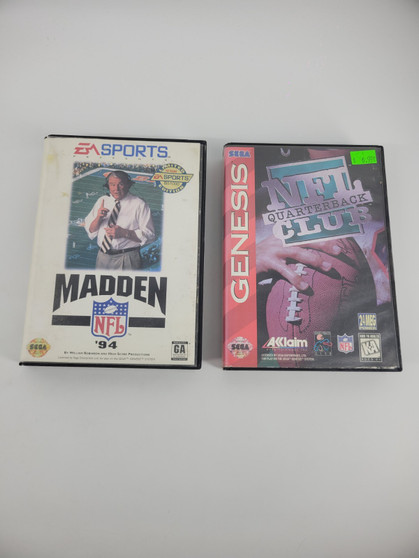 Madden '94 & NFL Quarterback Club (Sega Genesis, 1993/94) Cart and case | Tested