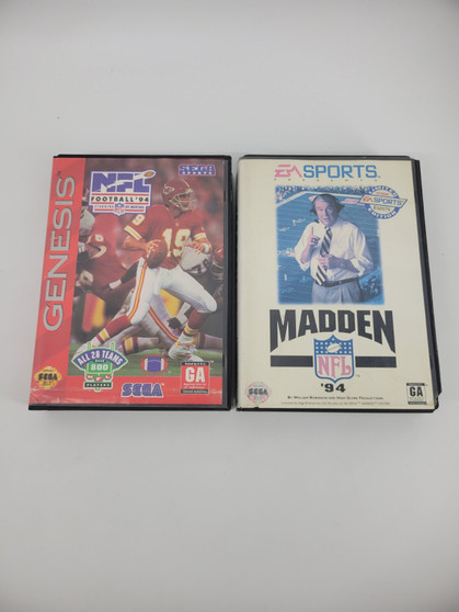 NFL Football '94 & Madden NFL '94 (Sega Genesis, 1993/94) Cart and case| Tested