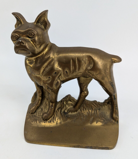 Antique Bulldog Bookends Original Old Cast Iron Bronze Dogs Book Ends (2 pieces)
