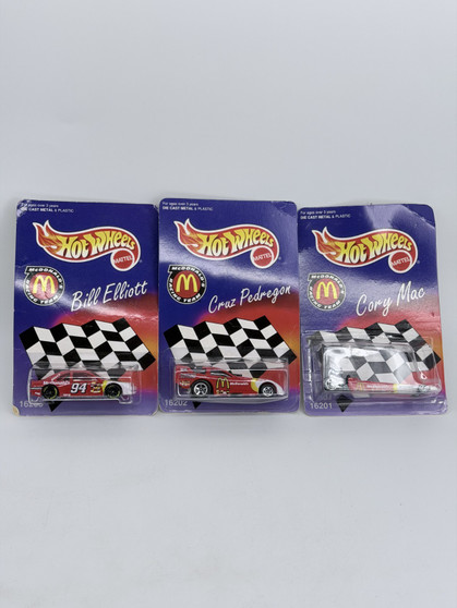 Hot Wheels Bill Elliott, Cruz Pedregon, & Cory Mac - McDonalds Racing Team 1996