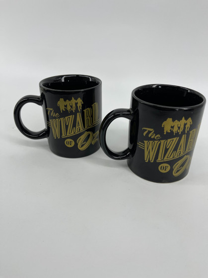 Vintage Wizard Of Oz Coffee Cups Black With Gold Letters Pair