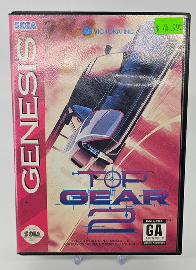 Top Gear 2 Racing Game Sega Genesis 1993 Video Game - Tested, Original Case