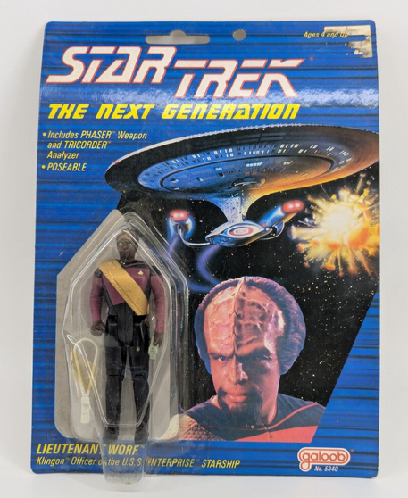 1988 Star Trek Next Generation Lt. Worf Figure w/ Weapon & Tricorder Sealed