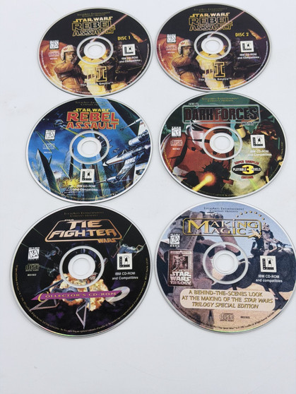 Lot of PC Star Wars: Rebel Assault 1/2, Tie Fighter, Dark Forces, & Making Magic