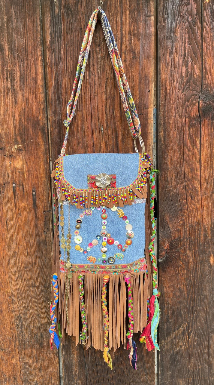 Hippy Festival Bag, Boho, Upcycled Art, made by The Purple Hippy - New York  Scent