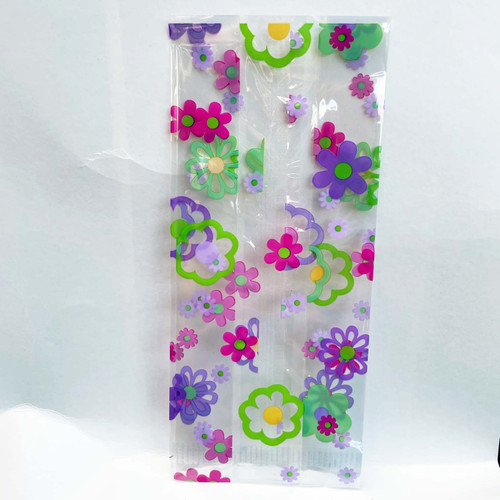 Flower Groove, 10 Printed Cello Treat Bags, 4" x 2.5" x 9.5"