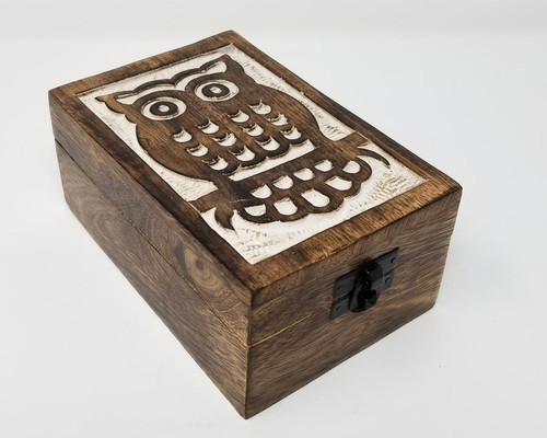 Carved Owl Wooden Box - The Purple Hippy
