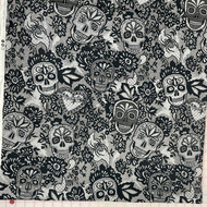 Alexander Henry Darkly Delicate Charcoal Sugar Skulls Cotton Fabric, 1 yard