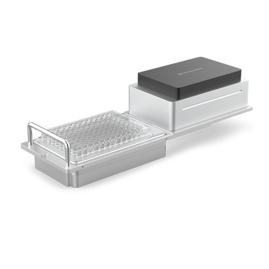 The Opentrons Flex Absorbance Plate Reader Module GEN1. Used to fully automate protein quantification, sample normalization, cell viability assays, and bacterial growth monitoring.