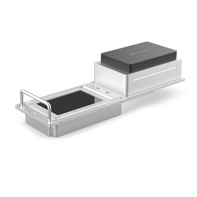 The Opentrons Flex Absorbance Plate Reader Module GEN1. Used to fully automate protein quantification, sample normalization, cell viability assays, and bacterial growth monitoring.