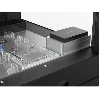 The Opentrons Flex Absorbance Plate Reader Module GEN1. Used to fully automate protein quantification, sample normalization, cell viability assays, and bacterial growth monitoring.
