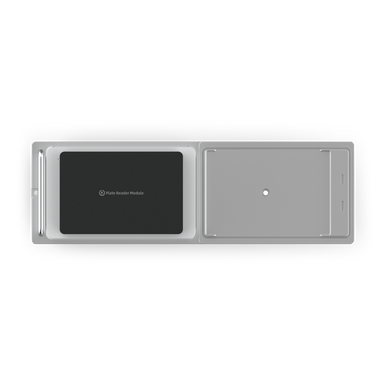 The Opentrons Flex Absorbance Plate Reader Module GEN1. Used to fully automate protein quantification, sample normalization, cell viability assays, and bacterial growth monitoring.