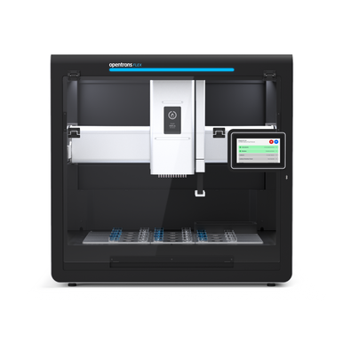 The Opentrons Flex liquid handling robot. Capable of automating applications such as NGS library prep, Nucleic Acid Isolation & Extractions, Protein Purification, PCR, ELISA, and many more.