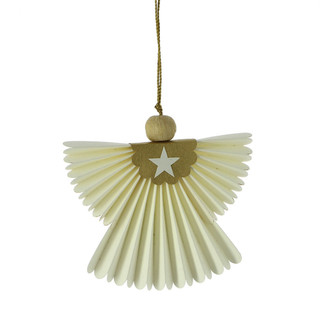 Handgemaakte boomdecoratie van papier engel wit