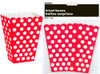 DOTS RED 8 TREAT BOXES 14cm H x 9.5cm W (5.5"x3.75")