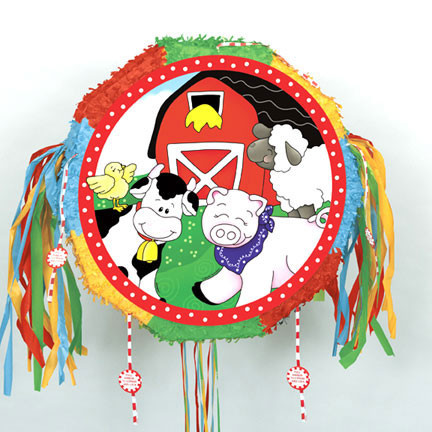 FARM FRIENDS DRUM PULL POP-OUT PINATA