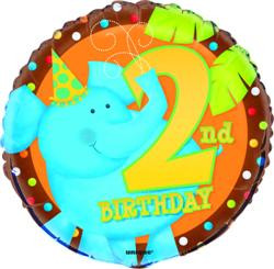 JUNGLE PARTY 2nd BIRTHDAY 45cm (18") FOIL BALLOON PACKAGED