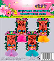 LUAU 4 MINI TOTEM HONEYCOMBS DECORATION