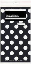 DOTS BLACK PLASTIC TABLECOVER