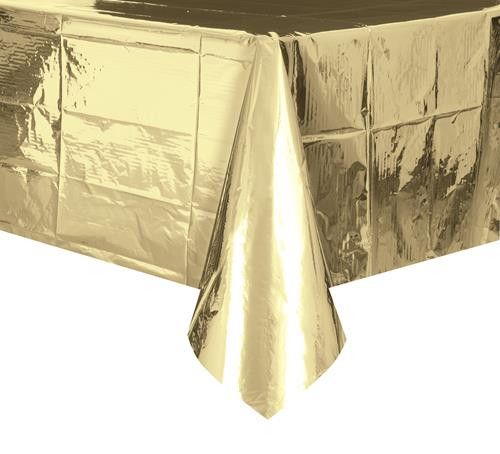 METALLIC GOLD PLASTIC TABLECOVER RECTANGLE 137cm X 274cm (54" X 108")