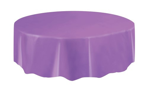 PRETTY PURPLE PLASTIC TABLECOVER ROUND 213cm DIAMETER (84")