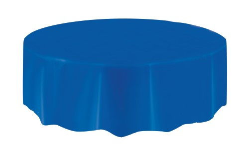 ROYAL BLUE UNIQUE PLASTIC TABLECOVER ROUND 213cm DIAMETER (84")