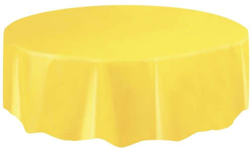 SOFT YELLOW PLASTIC TABLE COVER ROUND 213cm DIAMETER (84")
