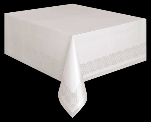 WHITE PAPER POLY TABLECOVER 137cm X 274cm (54" X 108")