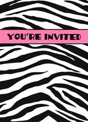   ZEBRA PASSION 8 INVITATIONS  