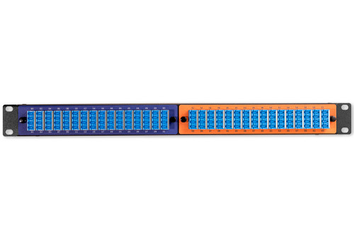 64-PORT ULTRALiiT™ LC TO LC BLUE/ORANGE FRONT-PLATE LINEAR PATCH PANEL