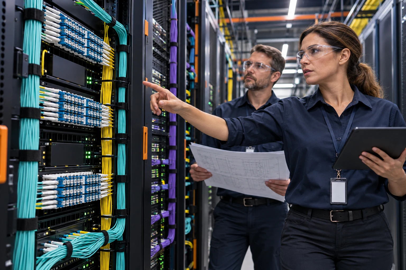 Illustrative customer and engineering specialist reviewing deployment requirements
