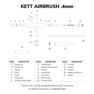 Airbrush .4mm Parts Diagram
