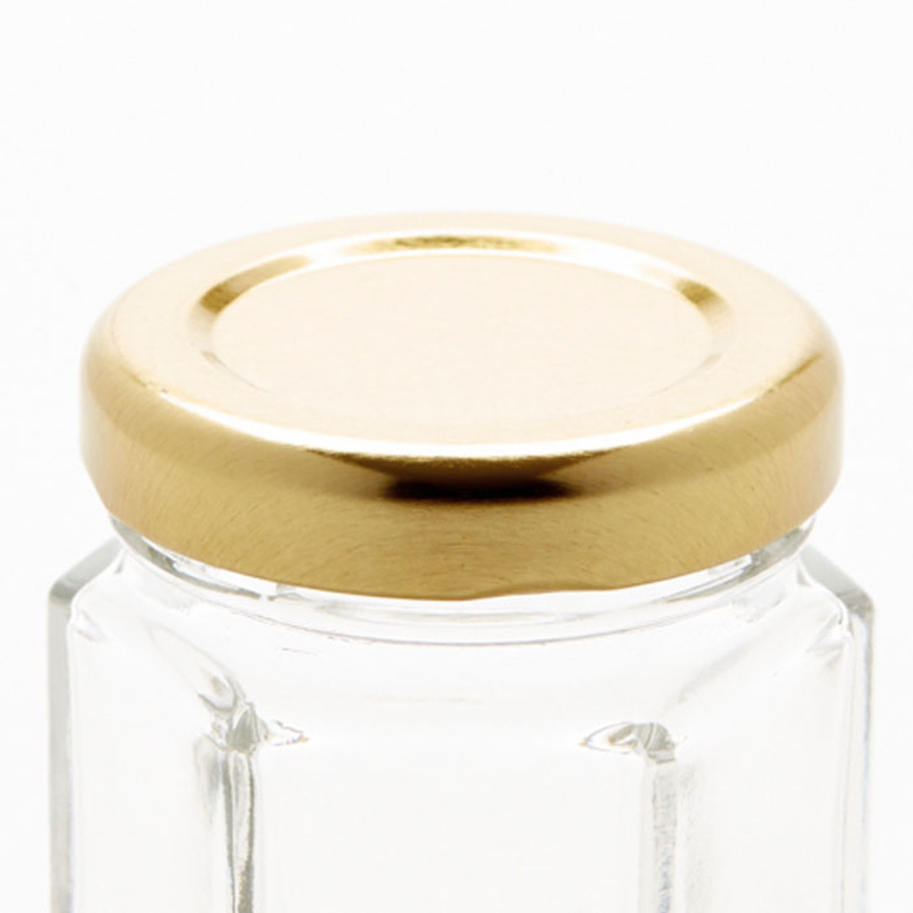 60 Pcs 1.5 oz (50ML) Hexagon Jars/Glass Jars with Gold Lids, Small Mason  Jars for