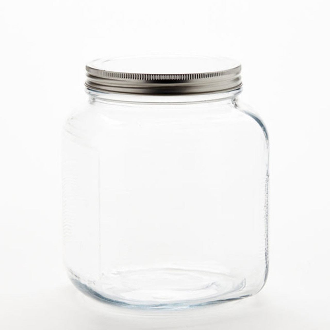 Anchor Clear Glass Cracker Jar with Brushed Aluminum Lid, 1 gal