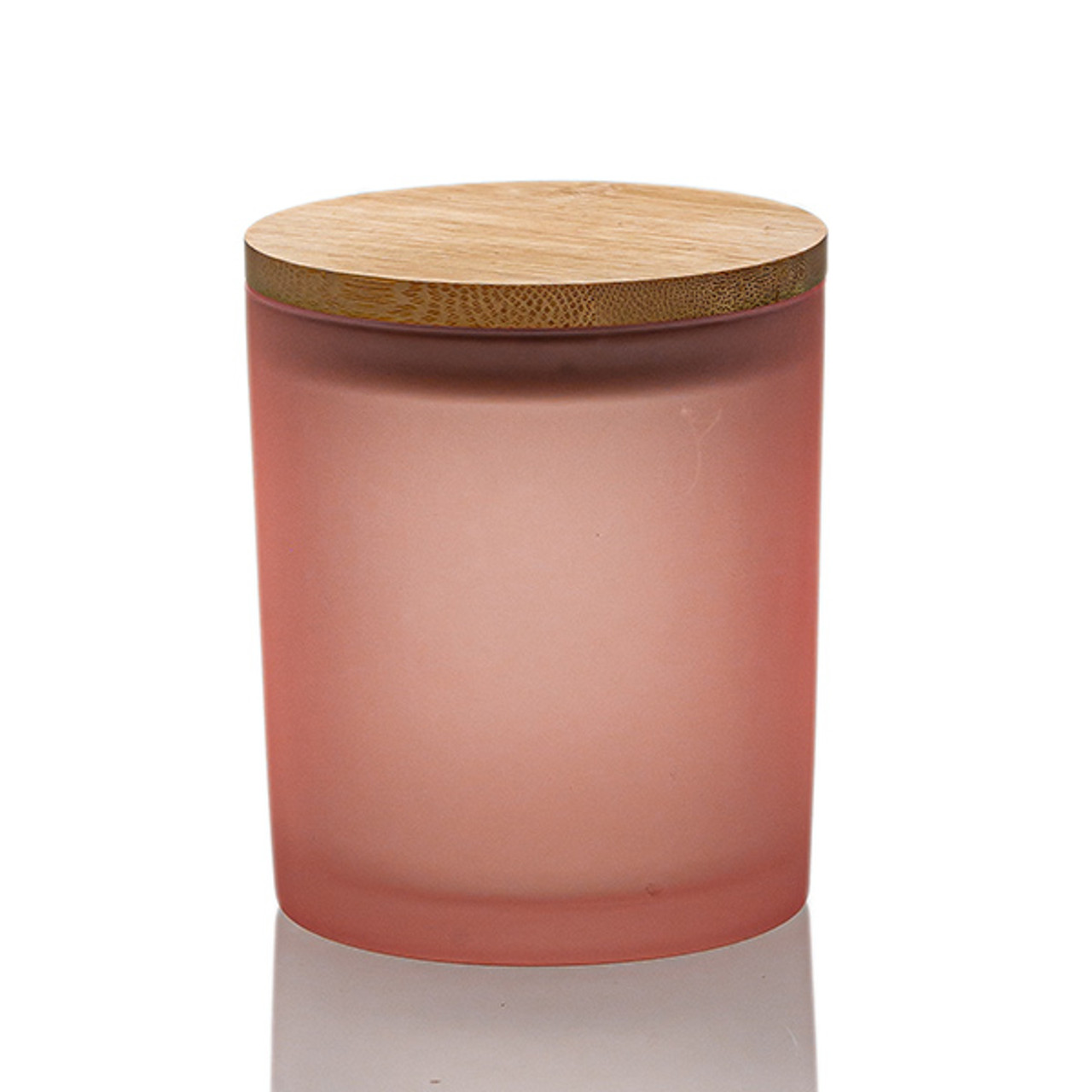 Rose Pink Colored Candle Jar - 14.5 oz with Bamboo Lid | 12 Pack