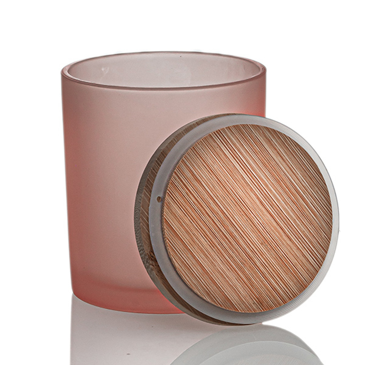 Rose Pink Colored Candle Jar - 14.5 oz with Bamboo Lid