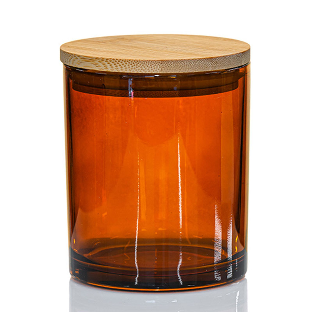 15 Pack 7 oz Amber Glass Candle Jars with Bamboo Lids for Making