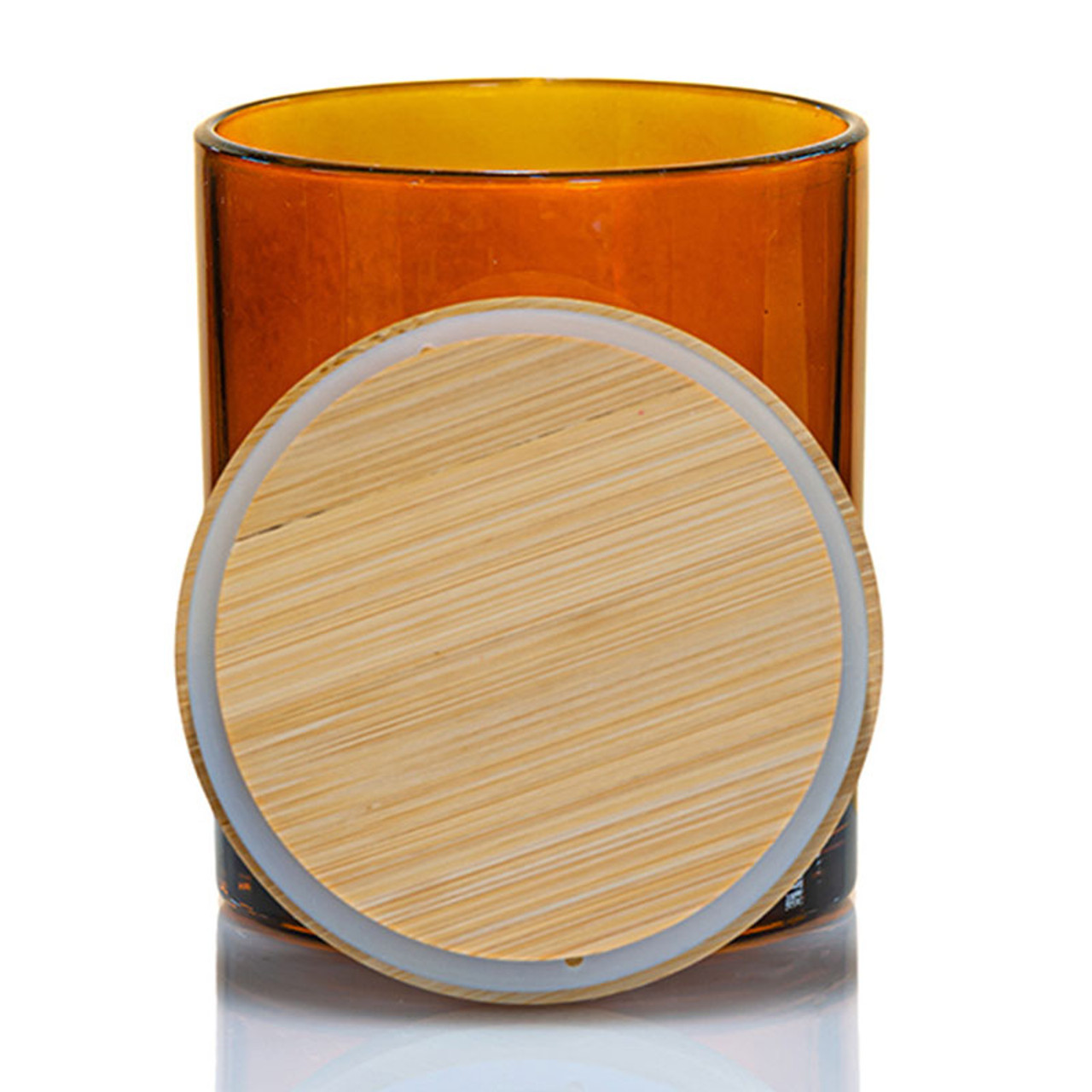Amber Colored Candle Jar - 14.5 oz with Bamboo Lid | 12 Pack