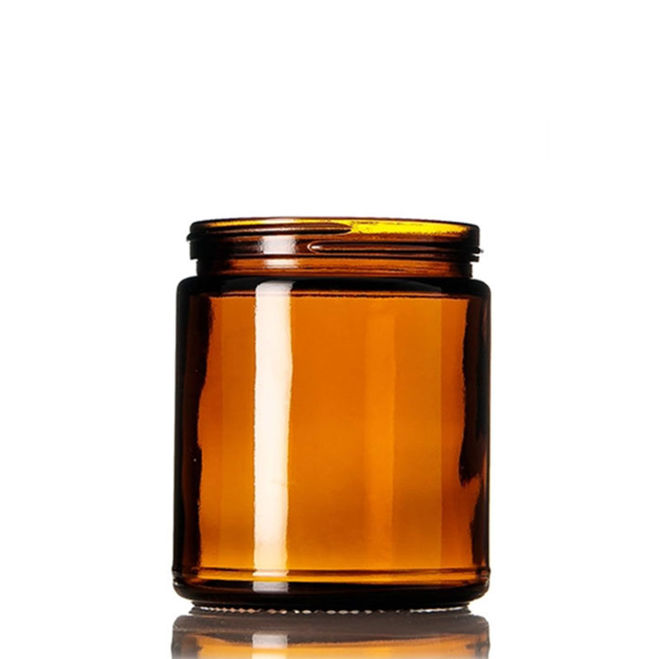 Straight Sided 8 oz. Amber Glass Candle/Salve Jar per case/24