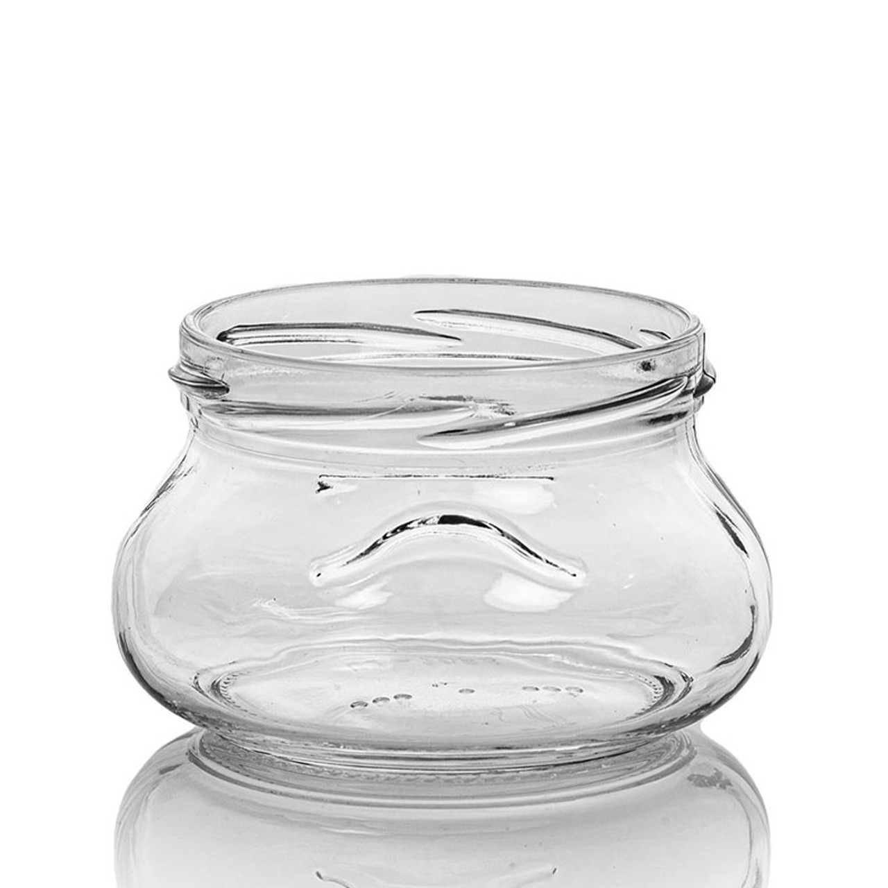 Clear, 8 ounce, Round Glass Jars, with Black Lids - 8 pack