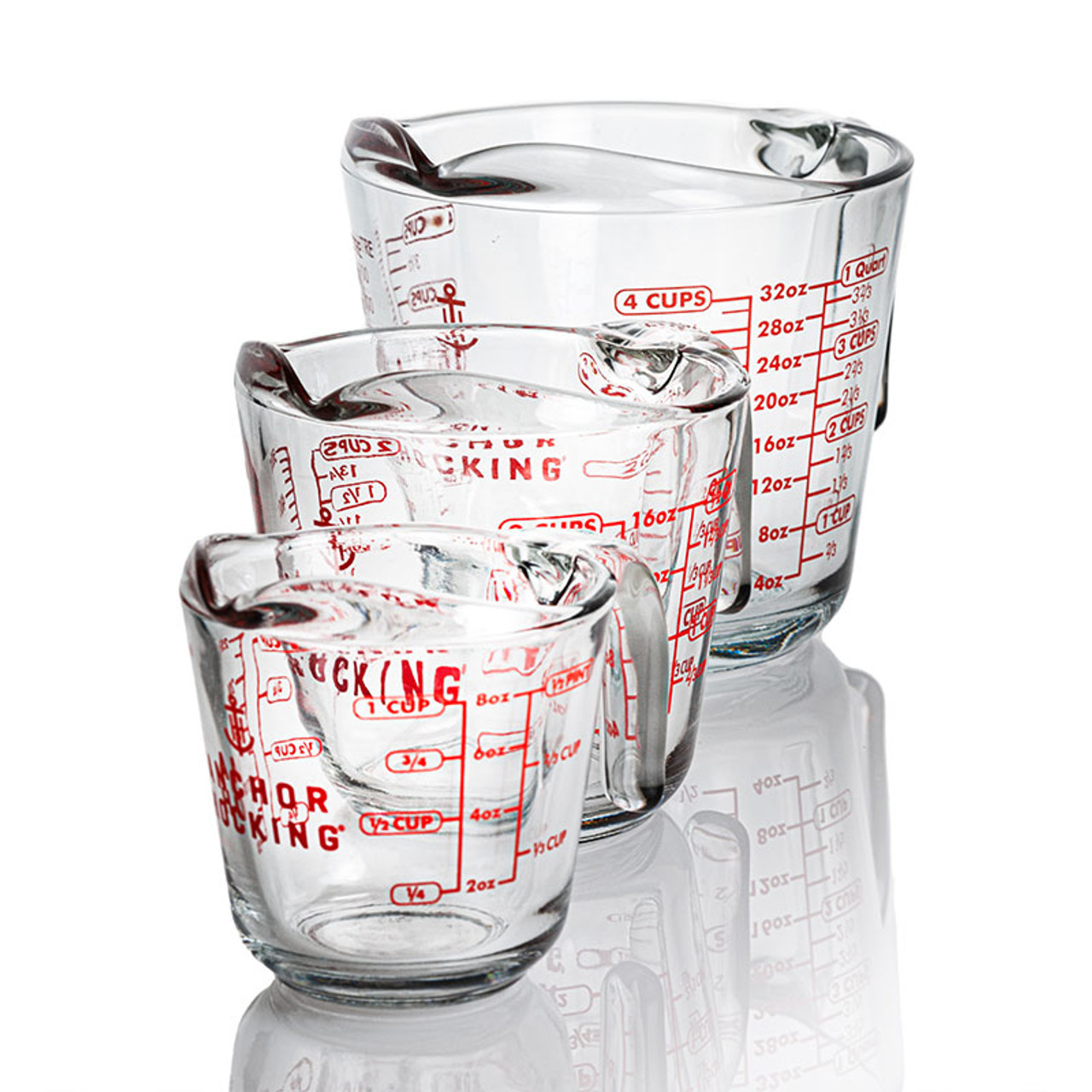 Anchor Hocking 77832 Triple Pour Measuring Cup, Glass, 8-Ounce