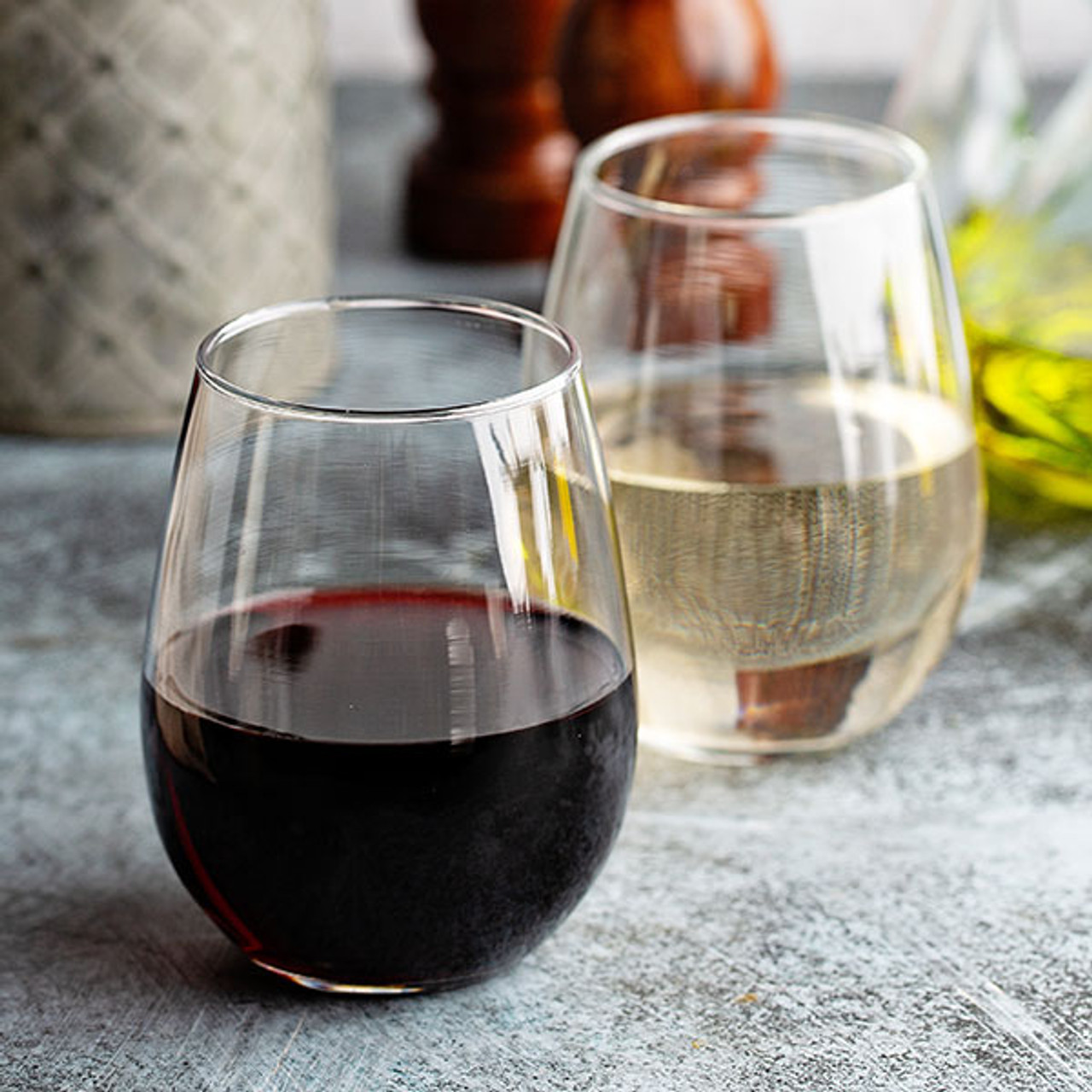 Stemless Wine Glasses Set of 6-15 0z. Oversized Wine Glass - Made