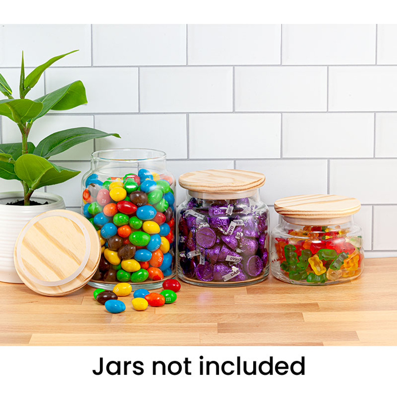 22 oz. Candy Jars with Hinged Wood Lids